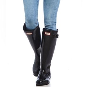 Hunter Women's Original Tall Gloss Buckle Strap Rain Boots Size 8